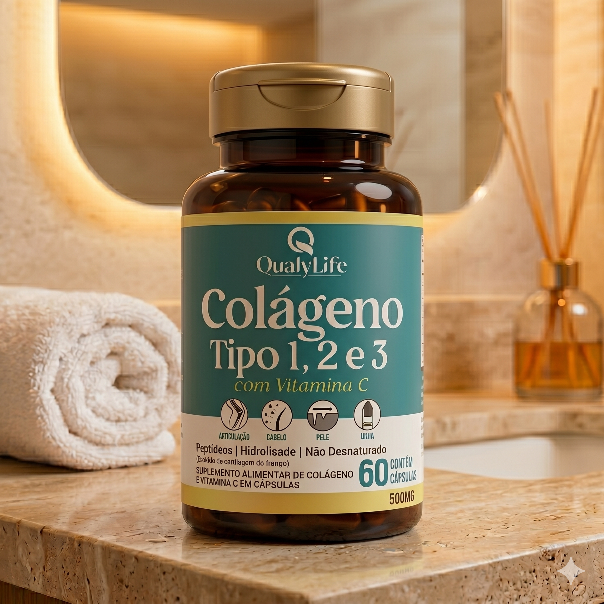 COLAGENO TIPO 1 2 3 500MG 60 CAPSULAS - QUALY LIFE