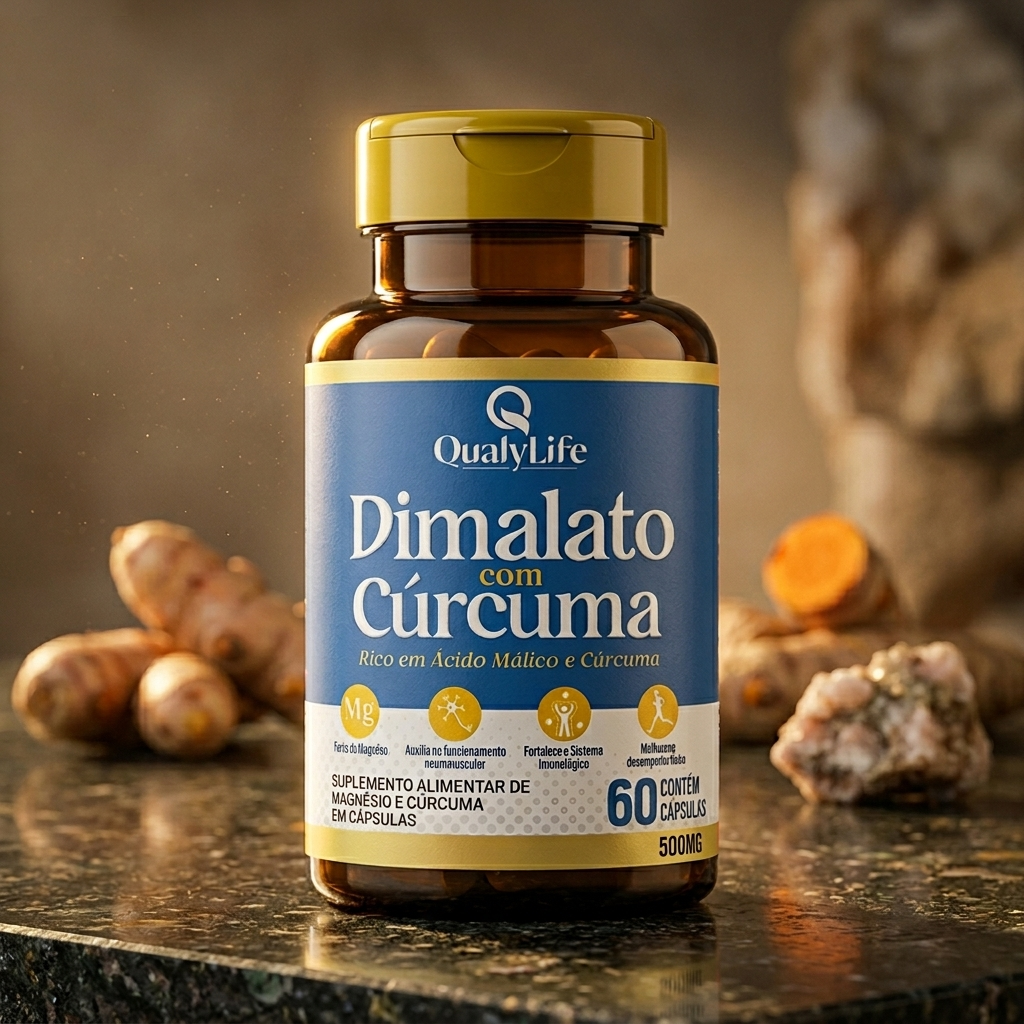DIMALATO COM CURCUMA 500MG 60 CAPSULAS - QUALY LIFE