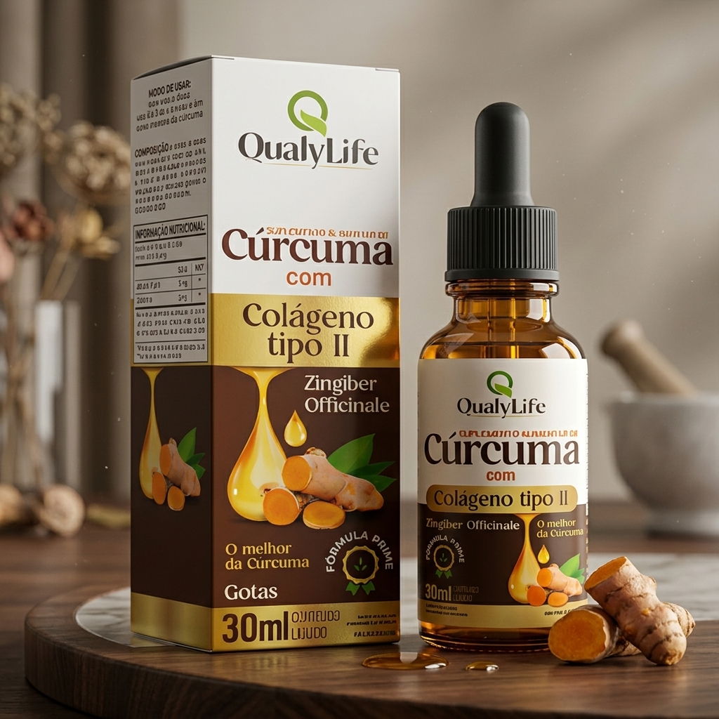 CURCUMA COM COLAGENO TIPO II GOTAS 30ML - QUALY LIFE