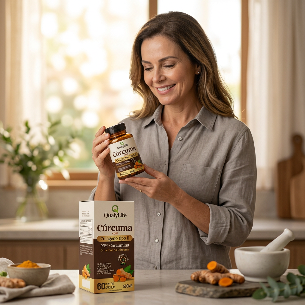CURCUMA 95% CURCUMINA COM COLAGENO TIPO II 500MG 60 CAPSULAS - QUALY LIFE