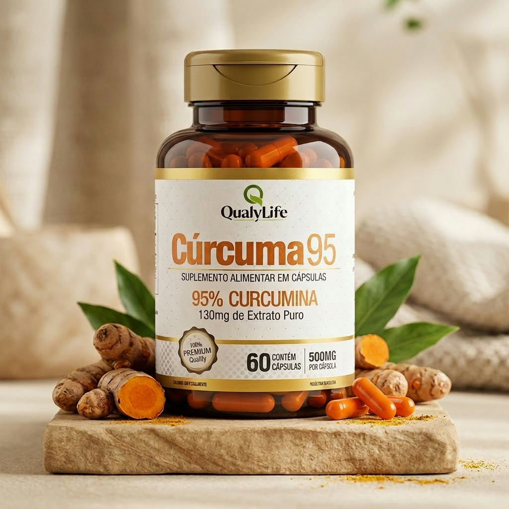 CURCUMA 95% (130 MG DE EXTRATO) 500MG 60 CAPSULAS - QUALY LIFE