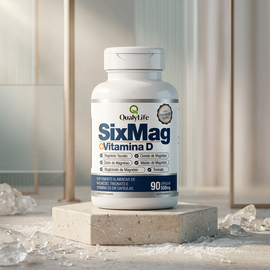 SIX MAG (TREONATO) COM VIT D 500MG 90 CAPSULAS - QUALY LIFE