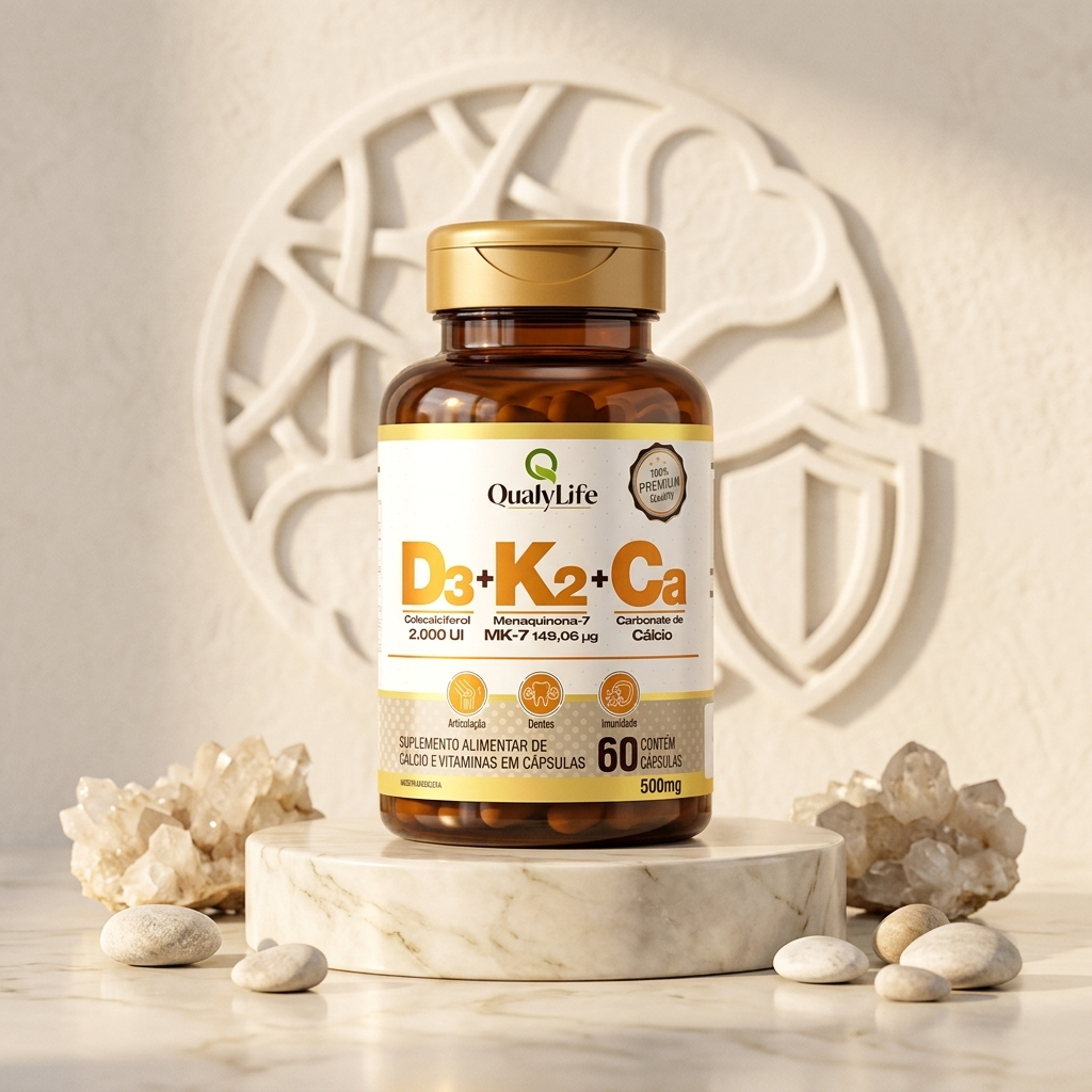 VITAMINAS D3 K2 E CALCIO 500MG 60 CAPSULAS - QUALY LIFE