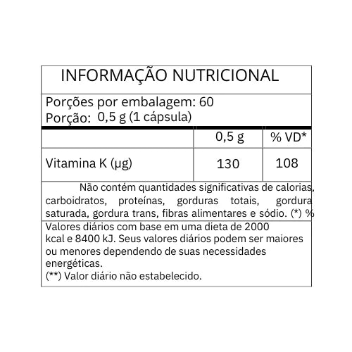 VITAMINA K2 MK 7 500MG 60 CAPSULAS - QUALY LIFE