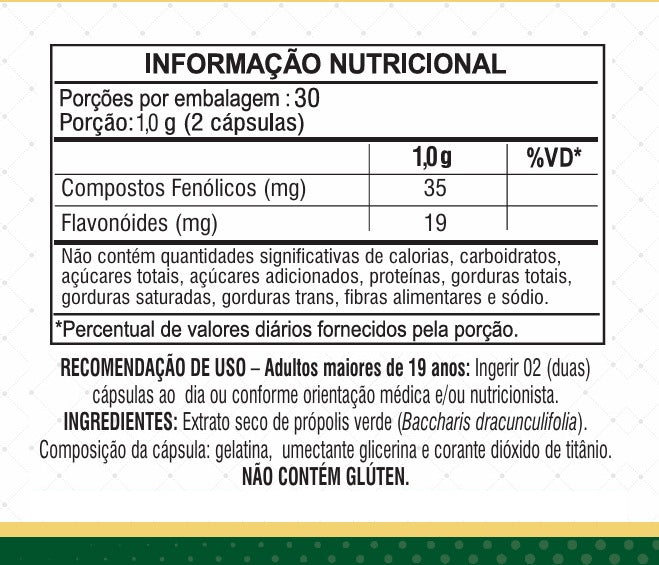 PROPOLIS VERDE 500MG 60 CAPSULAS - QUALY LIFE