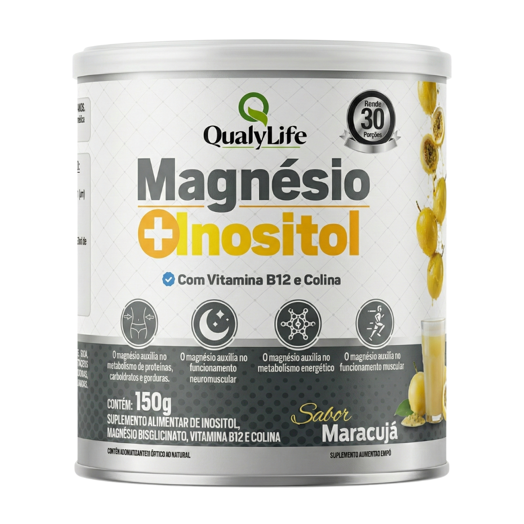 MAGNESIO E INOSITOL 150G (30 PORÇÕES) SABOR MARACUJÁ - QUALY LIFE