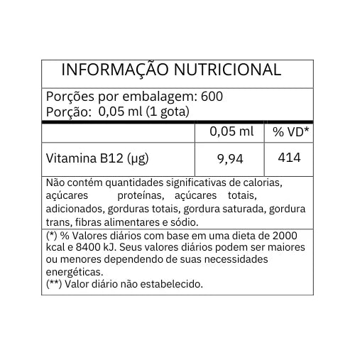 VITAMINA B12 (METILCOBALAMINA) GOTAS SABOR MORANGO 30ML - QUALY LIFE