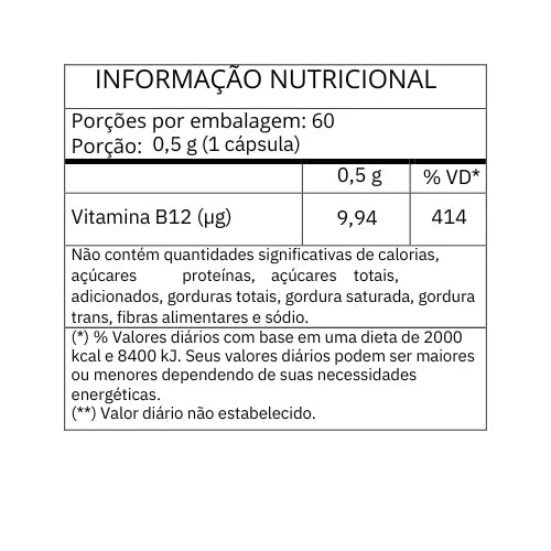 VITAMINA B12 (METILCOBALAMINA) 500MG 60 CAPSULAS - QUALY LIFE